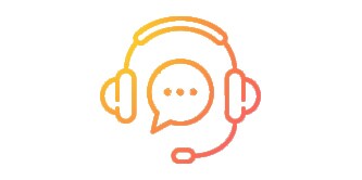 Ilustración de auriculares con burbuja de chat.
