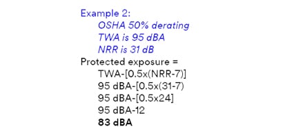 Example of derating applied to hearing protection
