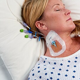 Female patient with 3M™ Tegaderm™ CHG Chlorhexidine Gluconate I.V. Securement Dressings
