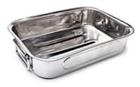 Una bandeja rectangular de aluminio.