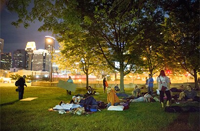 3Mers sleep outside as part of YouthLink’s Executive Sleep Out to help raise awareness of youth homelessness.