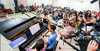 Cuban music students perform for visiting musicians from the Minnesota Orchestra
