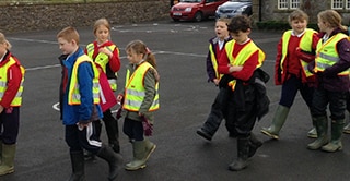 Students at Brennand&rsquo;s Endowed Primary School on their &ldquo;Welly Walk&rdquo;