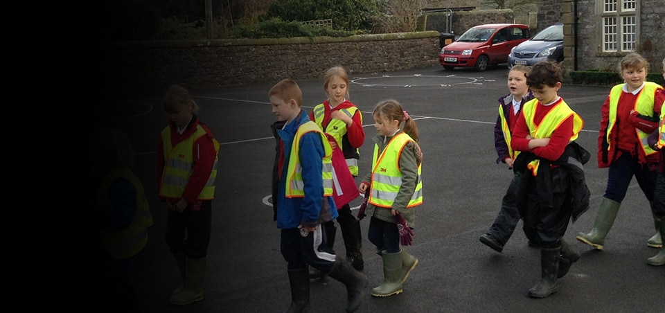 Students at Brennand&rsquo;s Endowed Primary School on their &ldquo;Welly Walk&rdquo;