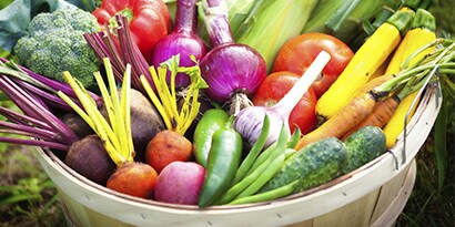 Una colorida variedad de verduras está en exhibición.

