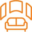 Icono de un sofá con tres ventanas detrás.

